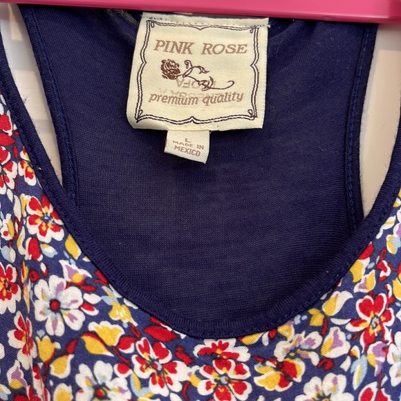 Pink Rose, Floral Tank Top with Racerback - Picture 3 of 5